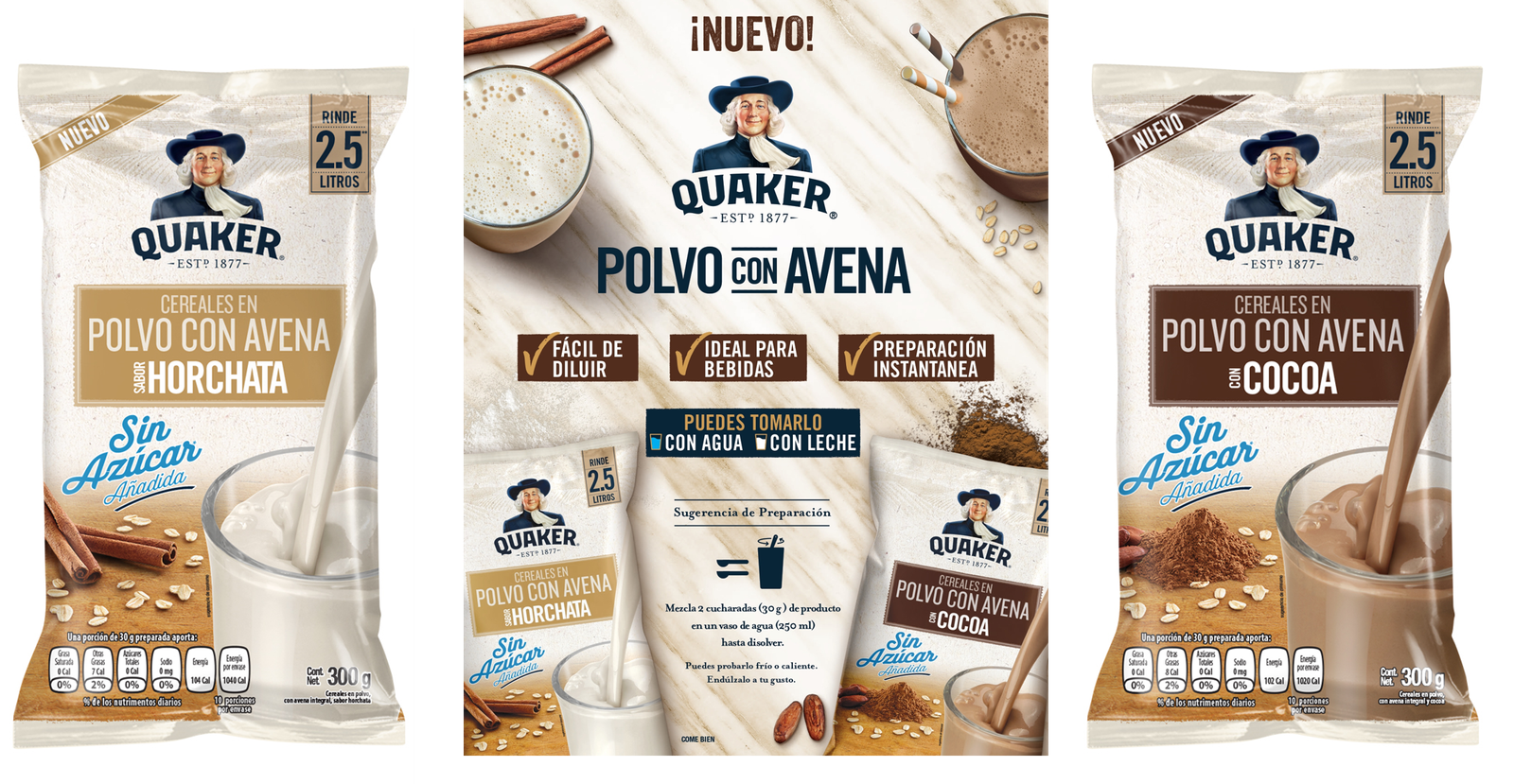 Cereal en polvo Quaker con avena sabor horchata 300 g